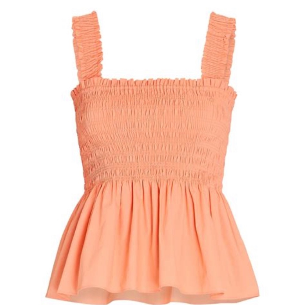INTERMIX Ingrid Smocked Peplum Tank Top
